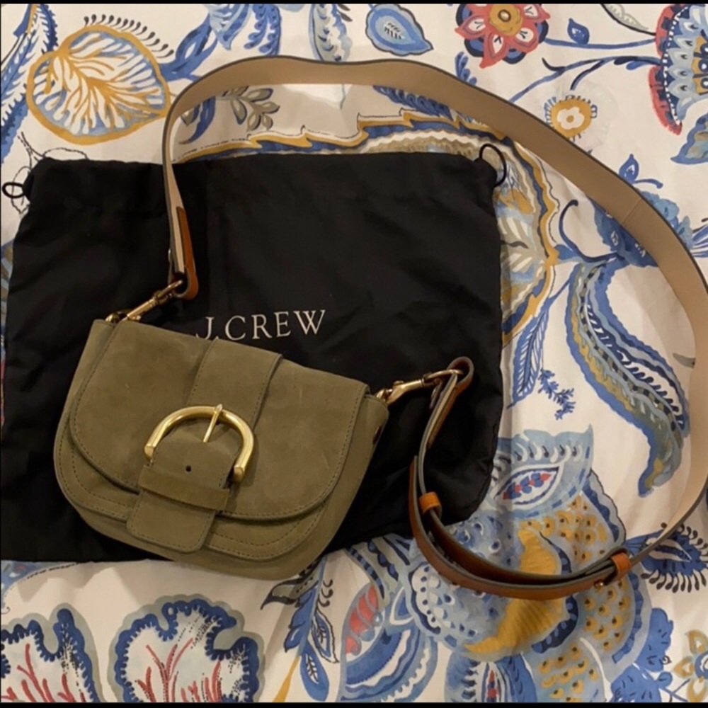 J Crew cross body suede bag